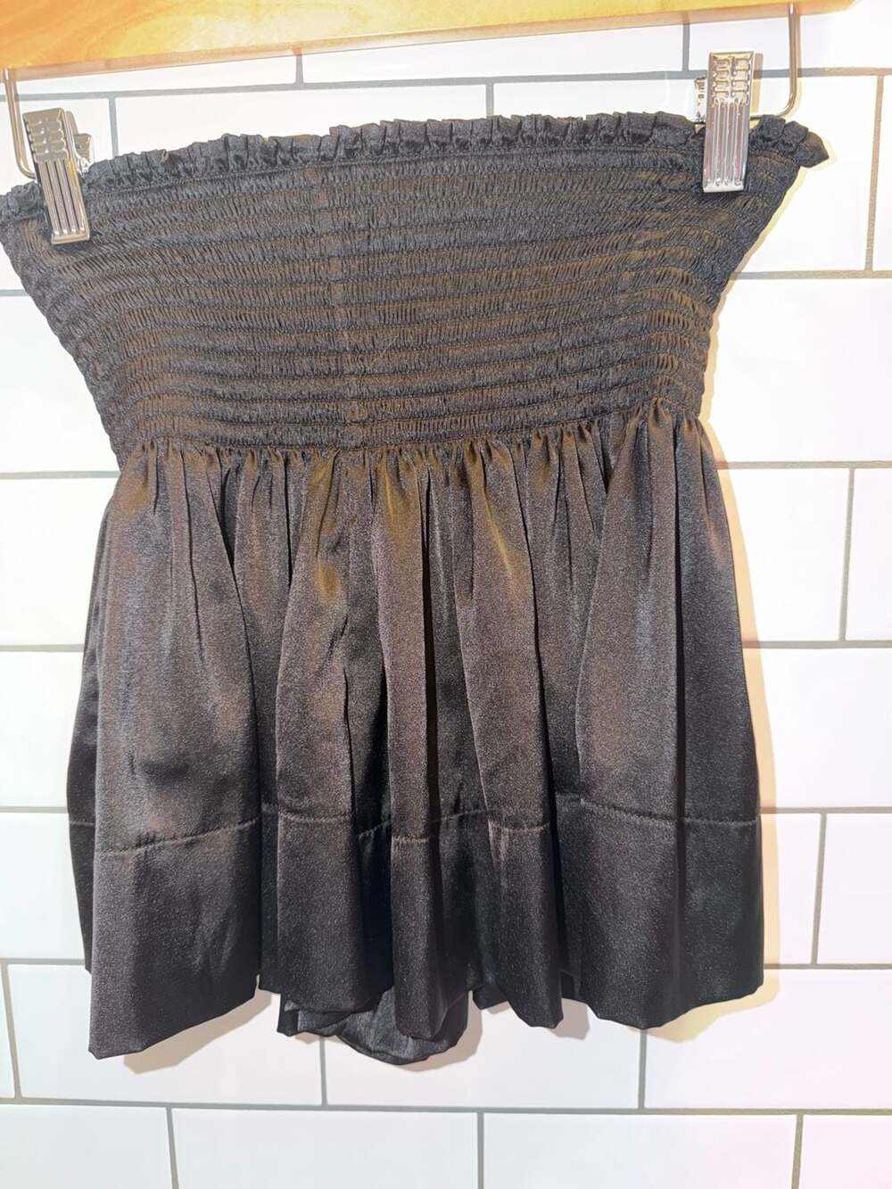 Natural Life Black Smocked Waist Flowy Silky Shorts